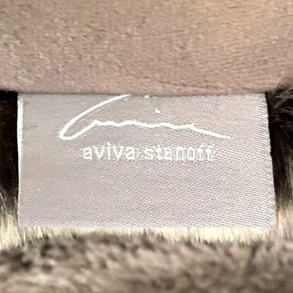 Two (2) Aviva Stanoff Black/Brown Faux Fur Luxury Designer Pillows New Cabin